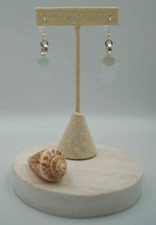 Ice Aqua Sea Glass Pieces: Rounded Trapezium Shaped Earring Pair E 22