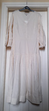 M&S Soft Ivory Off White Cotton Blend Boho Tiered Maxi Dress UK 12 NEW