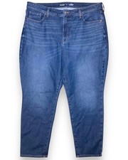 Old Navy Jeans Women's 18 Blue Denim Stretch Straight Dark Wash High Rise Ladies