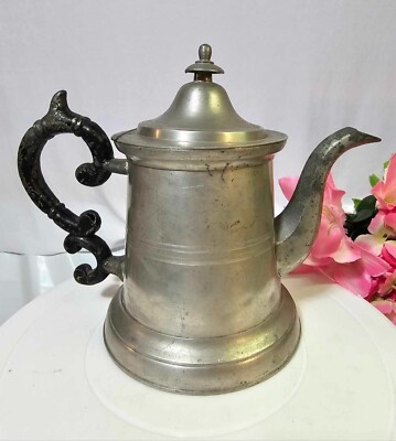 Antique Signed Morey and Smith Pewter Metal Teapot- READ - Bn3