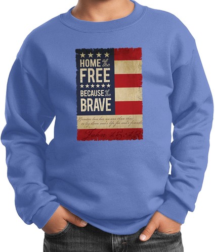 Buy Cool Shirts Kids USA Sweatshirt Home of the Brave Youth Sweat Shirt - Picture 1 of 11