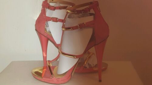 Coral High Heel Sandal with Gold Plated Straps  - Picture 1 of 6