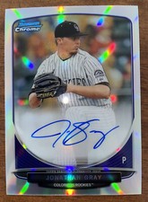 RARE Refractor 2013 Bowman Chrome Auto RC Jon Gray Texas Rangers OU World Series