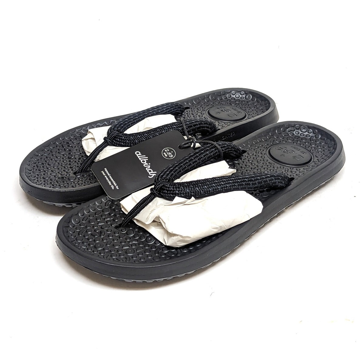New Allbirds Sugar Zeffer Flip Flop Natural Black Adult Size Men