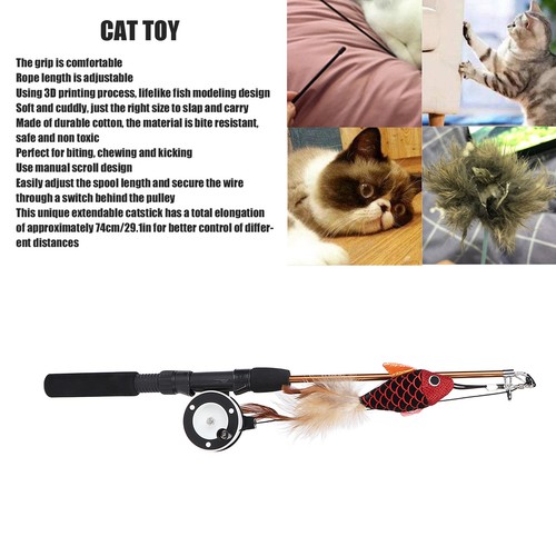 Cat Fishing Pole Toy Bite Resistance Cat Feather Teaser Wand Toy For Cats