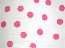 PINK DOTS VINYL OILCLOTH TABLECLOTHS DINING KITCHEN PATIO 6 SIZE 48x48-108