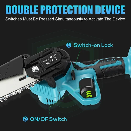 6" Mini Cordless Electric Chainsaw 2X Battery-Powered Wood Cutter Rechargeable - Picture 8 of 13
