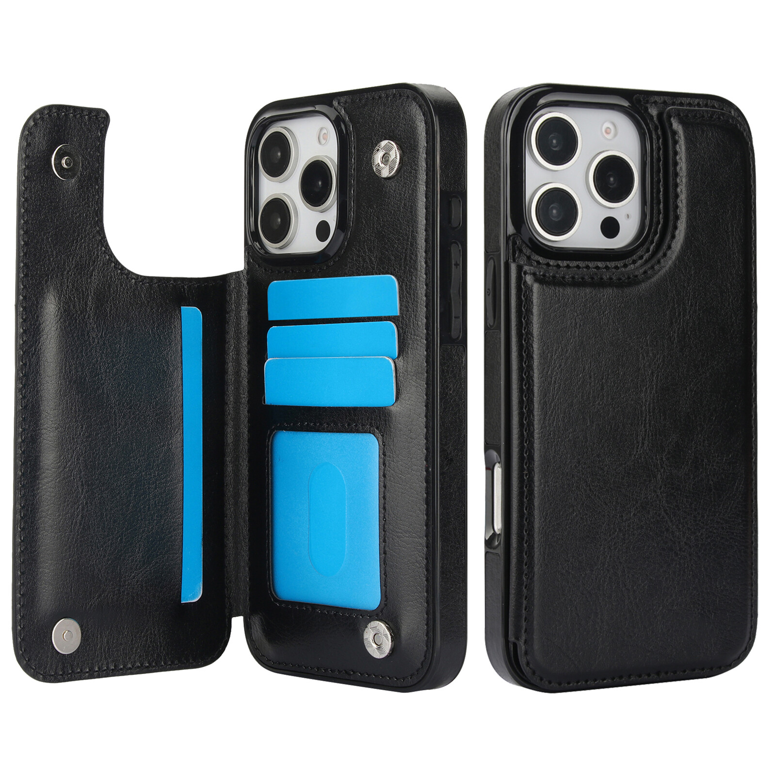 Leather Wallet Card Holder Case For iPhone 16 Pro Max 15 14 13 12 8 7 Plus 6 XS