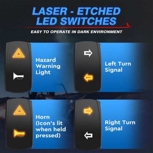 UTV ATV LED Turn Signal Light Kit w/Horn Toggle Switch For Polaris RZR Can Am X3 - Picture 6 of 24