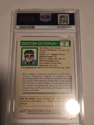 Doctor Octopus 1990 Marvel Universe Super Villains #59 PSA 9 como nuevo - Imagen 7 de 9
