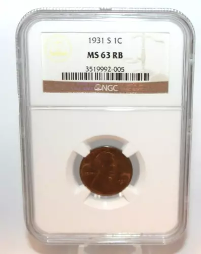 1931-S NGC MS63RB Lincoln Wheat Cent [024WEJ]