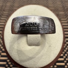 Hand Crafted US QUARTER Coin Ring Rhode Island Year 2001 Size 6 1/2