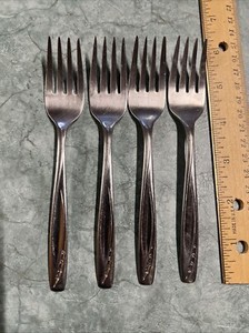 International Silver Lawncrest Stainless Salad Forks 6" Silverware MCM Set of 4