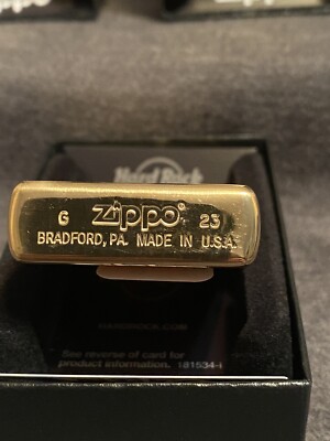 Hard Rock Cafe ROME 2023 Gold Etched Guitar ZIPPO Lighter New