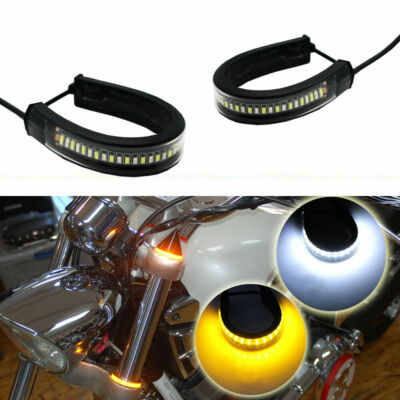 2 Stück Switchback mit LED Gabel Blinker Tag für Motorrad DRL Lichtleisten
