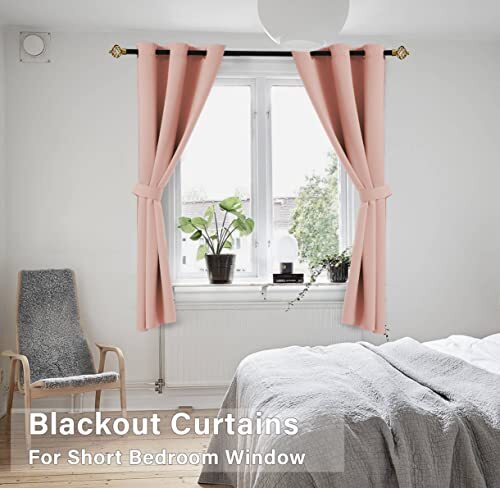Coral Pink Loft Bed Curtains 45 Inch Length 34"W x 45"L (Pack of 2) Blush Pink - Bild 3 von 6