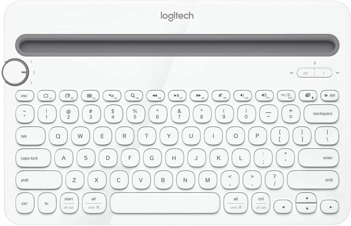 Logitech K480 Multi-Device Bluetooth Keyboard in White and Black
