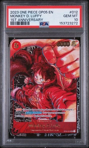2023 One Piece OP05 Monkey D. Luffy 1st Anniversary Alt Art Card ST01-012 PSA 10