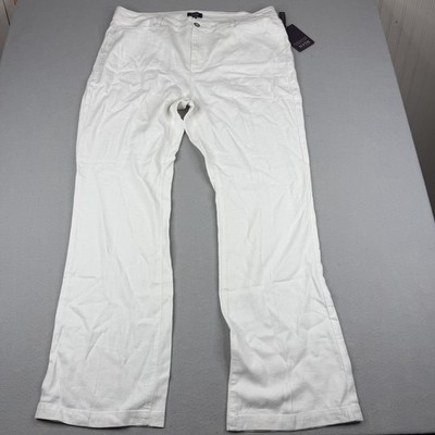 NYDJ The Trouser White Linen Blend Pants Lift Tuck Stretch Size 16 NWT
