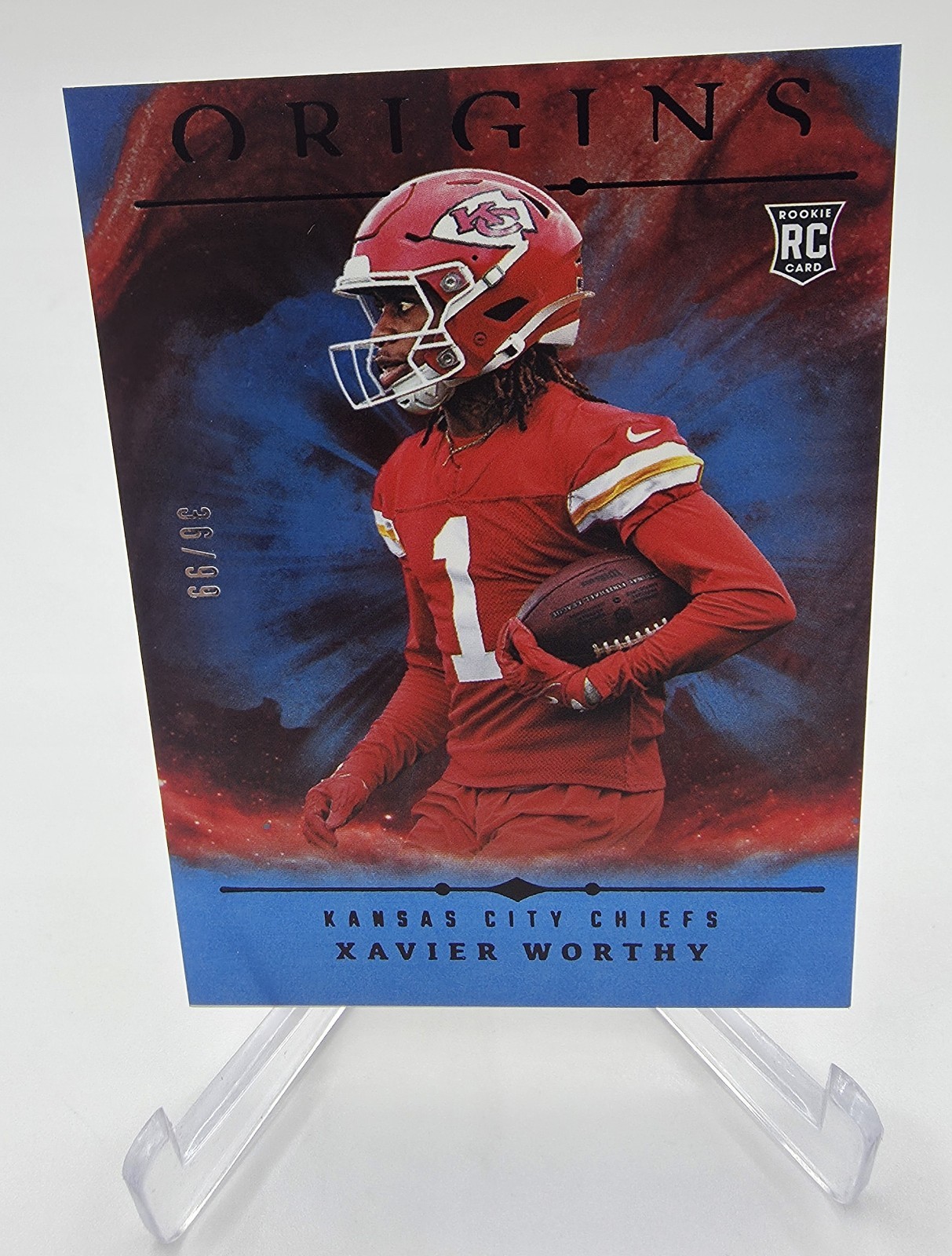 2024 Panini Origins - Xavier Worthy Rookie #150 Blue /99 (RC) Chiefs