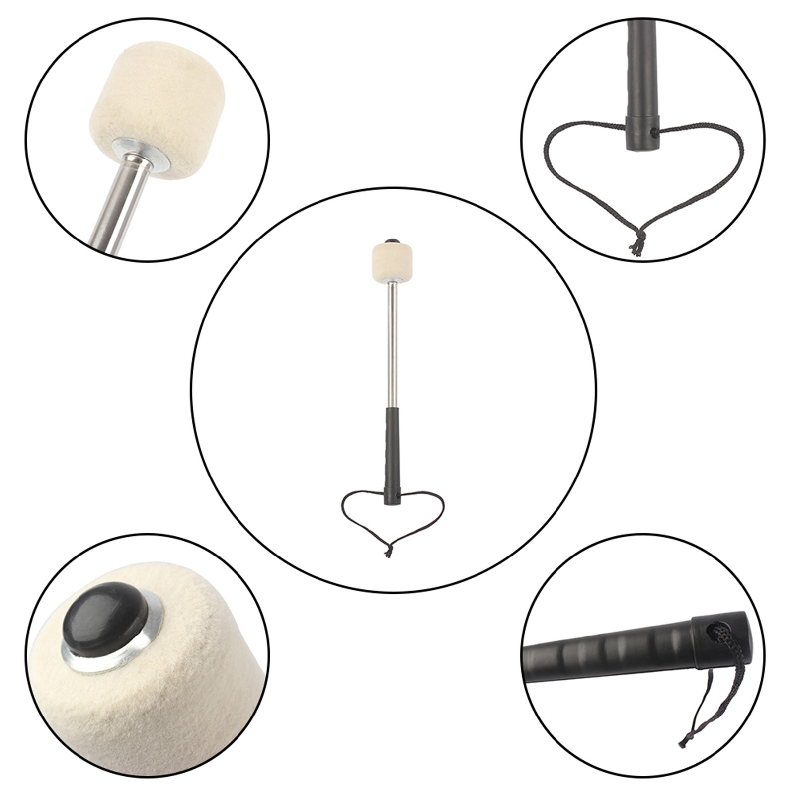 Bass Drum Mallet Drumstick With Wool Felt Head Percussion Marching Band Acces;;