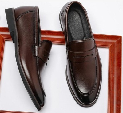 Fashion Mens Leather Loafers Slip on Casual Driving Dress Business Formal Shoes