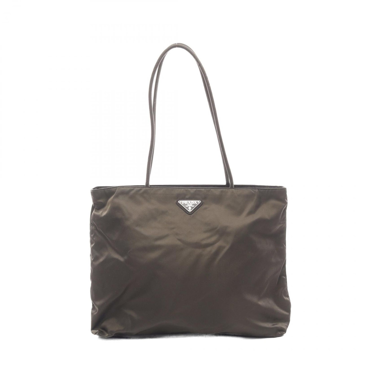 PRADA TESSUTO CITY Tote Sholder Bag B4681 Nylon Brown Triangle logo Used Women