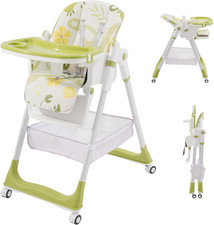 Seggiolino per Bambini Con Cintura, Seggiolone Pappa Con Poggiapiedi, Ruote, Alt