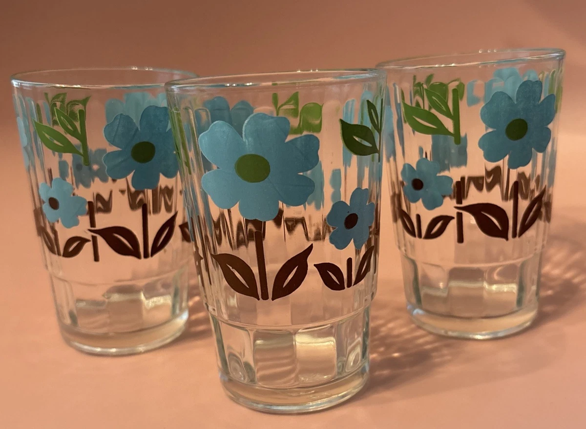 vintage floral drinking glasses products for sale | eBay