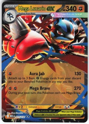 Mega Lucario ex - 077/132 Pokemon ME01: Mega Evolution Holo Double Rare NM