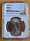 1925  Peace Silver Dollar NGC MS64 Uncirculated 🌟Beautiful coin🌟