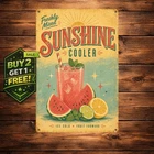Watermelon Lemonade Glass Summer Vintage Distressed Metal Tin Sign