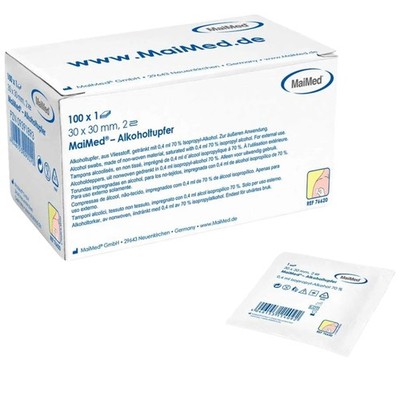 MaiMed Alkoholtupfer 70% Isopropyl Hautreinigung Desinfektion 100 Stk Packung