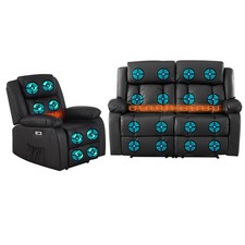 Electric Recliner 1/2 Sofa PU Leather Armchair Massage Heat Lounge Living Room