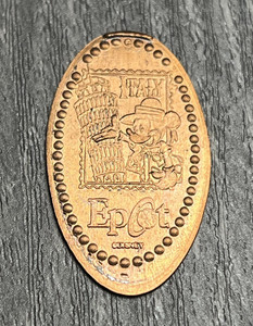 Disney EPCOT Italy Mickey Mouse Pressed Penny Leaning Tower World Showcase
