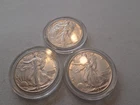 1942, 1943, 1945 Walking Liberty Half Dollars-3 "BU" Coins