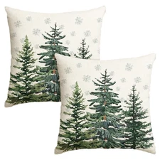 Christmas Decorations Trees Snowflake Pillow Covers Xmas Winter Gift 2PCS 18x18"