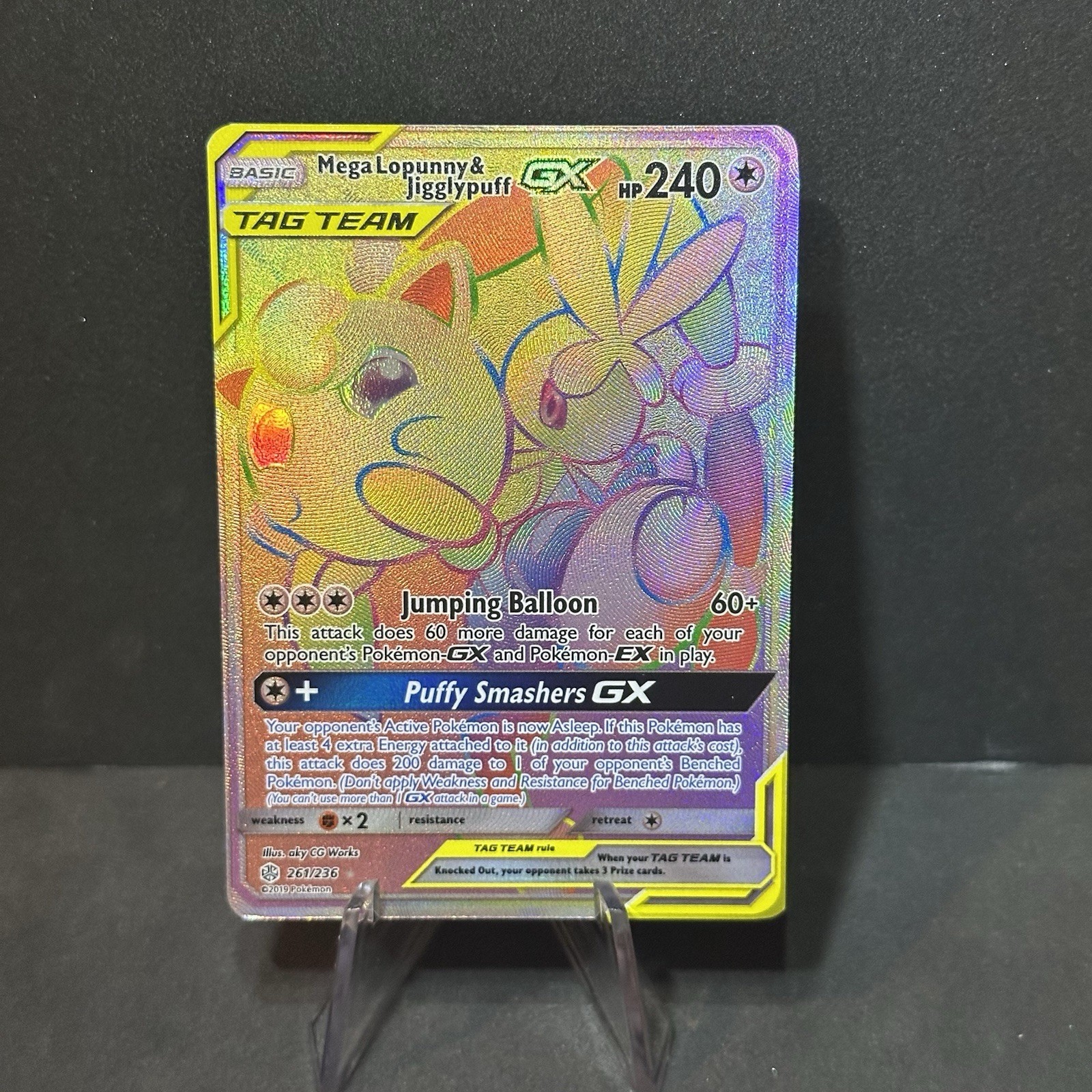 Pokémon TCG Mega Lopunny Jigglypuff GX Cosmic Eclipse 261/236 Secret Rare Mint