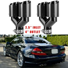 2.5 To 4 Carbon Dual Exhaust Pipe Tips Double Slant Cut For Mercedes Benz Sl 2.5 To 4 Carbon Dual Exhaust Pipe Tips Double Slant Cut For Mercedes Benz Sl