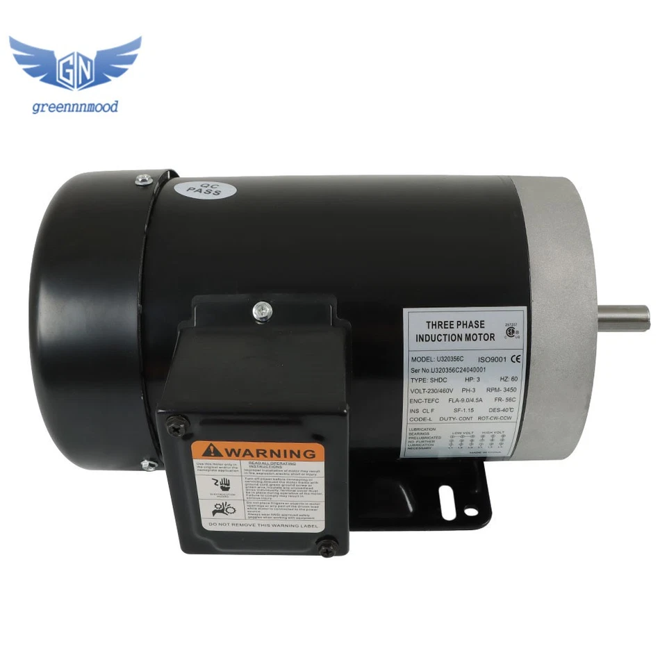 3450RPM 3HP General Purpose Three Phase Motor 230V/460V CW/CCW TEFC 2Pole 60HZ - Image 2 of 4