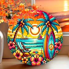 Rustic ALOHA Hawaiian Greeting Sign - 8x8" Tin Metal Signs Wall Art for Home & G