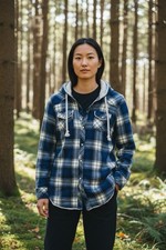 Mavi Womens Size Small Hoodie Plaid Flannel Button Down Shirt Shacket