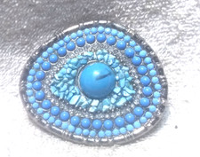 Turquoise Layered Beads Stones On Asymmetrical Shape Belt Buckle Great Shape