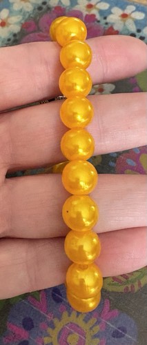 Womens PITTSBURGH Football Team Beaded Bracelet Glass Snap Charm Stretchy YELLOW - Picture 3 of 4