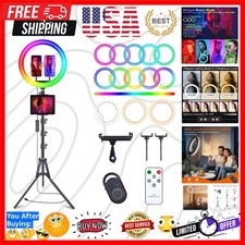 12" Selfie Ring Light with 75" Tripod Stand  2 Phone Holder, LED Camera Ring...