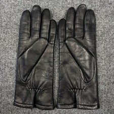 Fownes Leather Gloves Womens 7.5 Black Insulated Fleece Lined Winter Casual