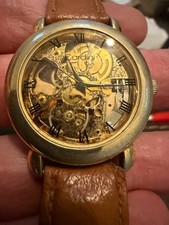 Vintage Cardini Skeleton Mechanical Manual Wind Watch Gold Tone 35mm