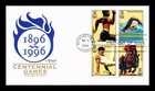 ARTMASTER US COVER FIRST DAY OF ISSUE BLOCK OF 4 CENTENNIAL OLYMPIC GAMES