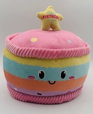 Birthday Cake Plush 9 x9 Smoochy Pals Stuffed Dessert Pink Striped Linzy