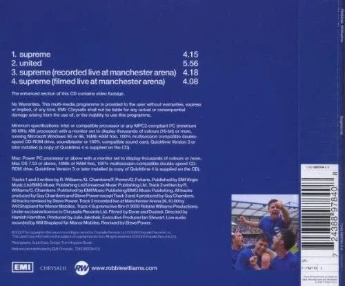 Robbie Williams Supreme (CD) (US IMPORT) - Bild 2 von 2